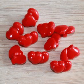 10 stk. Knapper i plast-Rd-Hjerter