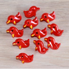 11 stk. Knapper i plast-Rd-Delfin