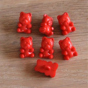 7 stk. Knapper i plast-Rd-Bamse
