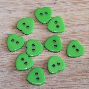 10 stk. Knapper i plast-Grn-Hjerte