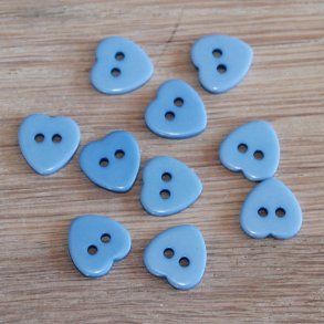 10 stk. Knapper i plast-Bl-Hjerte