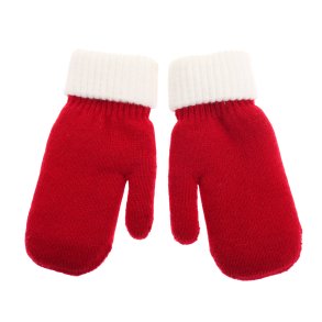 Strikkede luffer med pels, Rde, Large, Store brn/Voksne