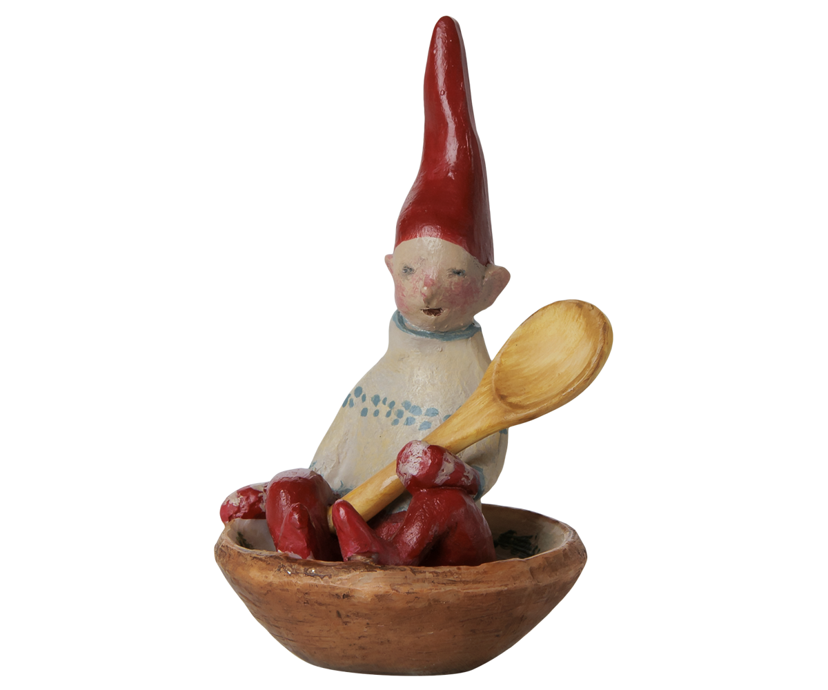 Maileg Petit No�l No. 24 - Nisse i sk�l med ske, 8,5 cm