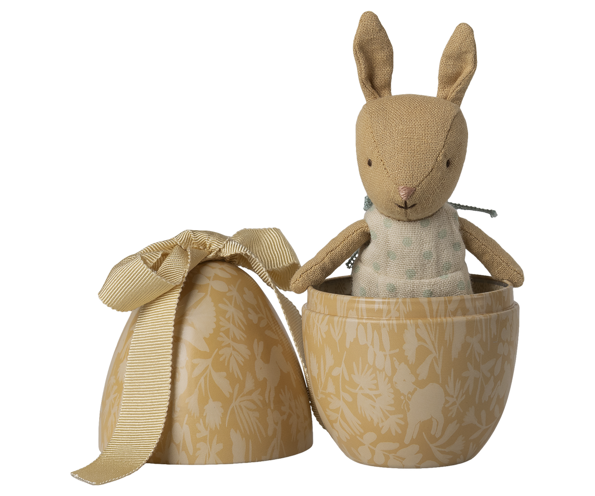 P�ske�g i lys gul med Kanin fra Maileg, Small - med/uden navn