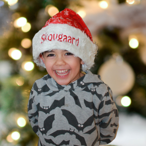 Glitter nissehue i velour-One Size-med/uden navn