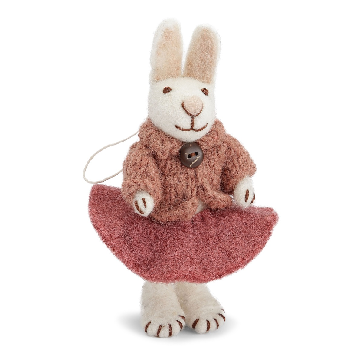 Hvid kanin fra Gry og Sif-filtet-Med rosa skrt og Jakke