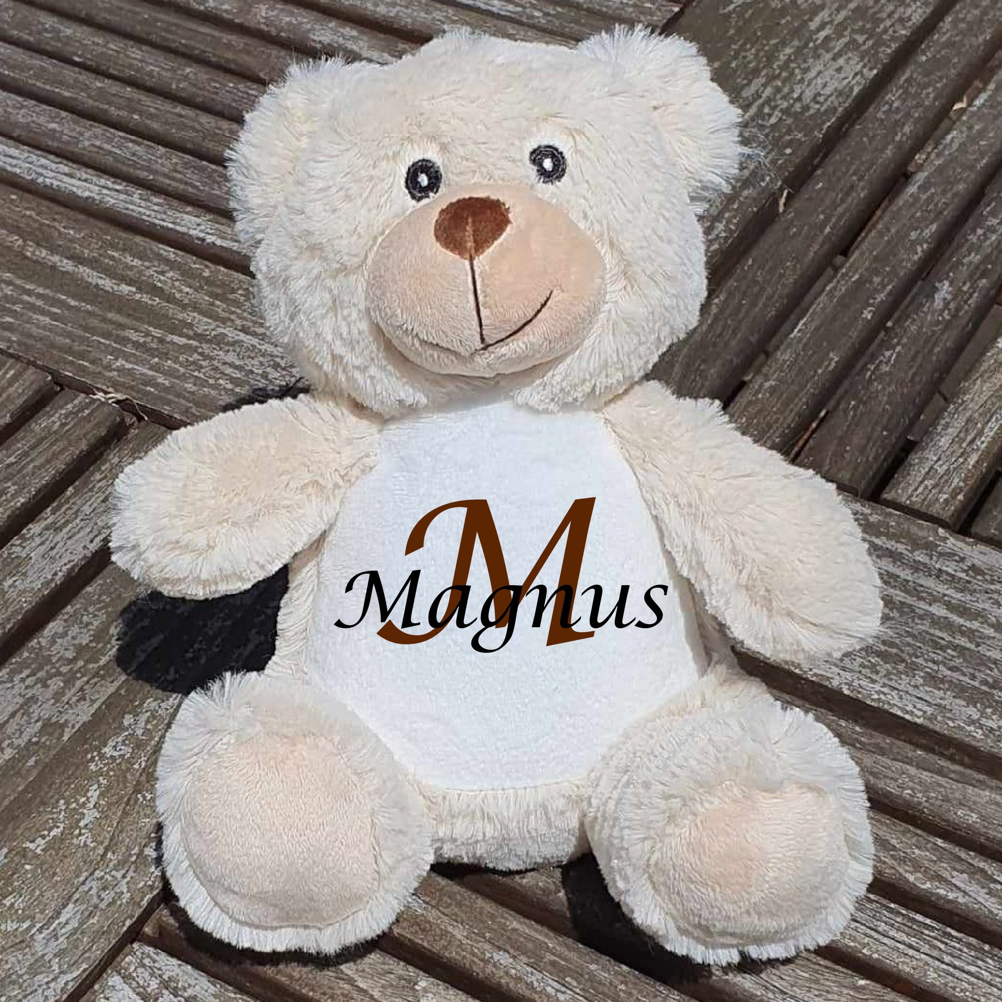 Personlig Bamse, Lysebrun, Med navn