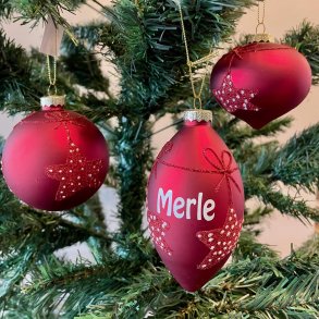 3 stk Pobra julekugler med navn