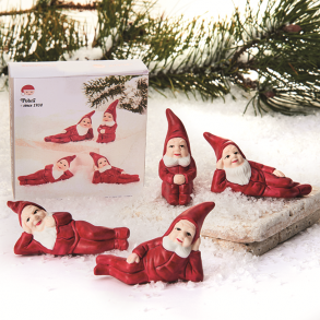 4 stk. Retro julemnd i porceln 4 stk.