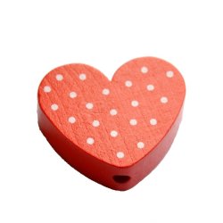 10 stk. Tr�perler - Hjerter med prikker - Lodret - Blandet