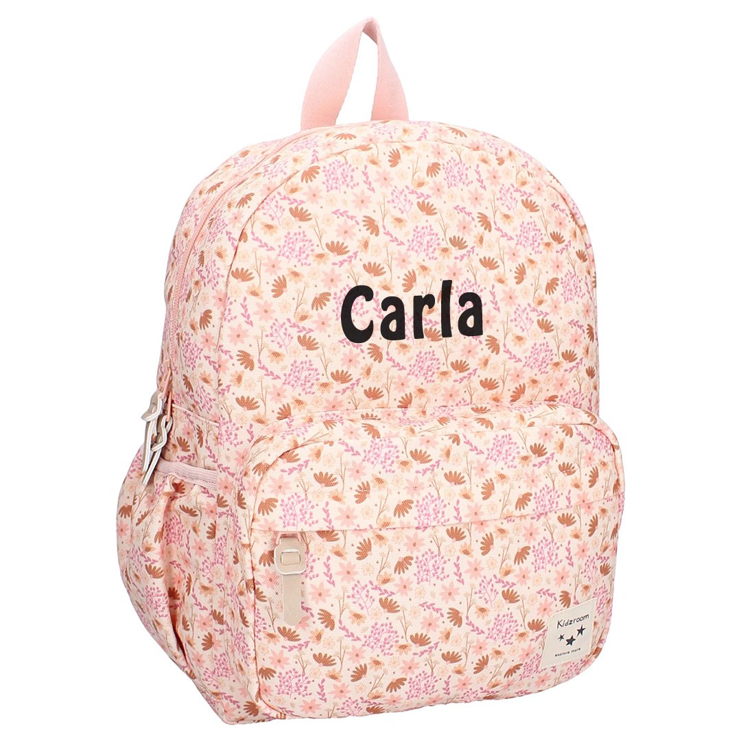 Kidzroom Skoletaske - Blomster - med/uden navn