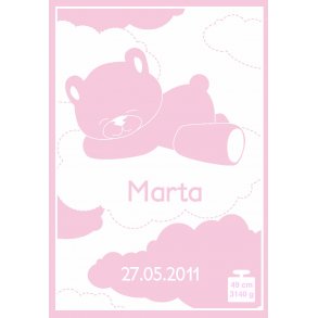 Skyer - Barnets personlige tppe med navn - Vlg mellem 7 farver