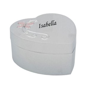 Smykkeskrin Forkromet hjerte med musik-10 x 10 cm, Med navn