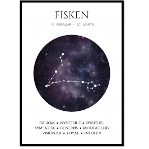 Plakat med stjernetegn - Fisken Violet