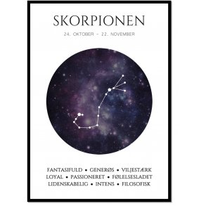 Plakat med stjernetegn - Skorpionen Violet