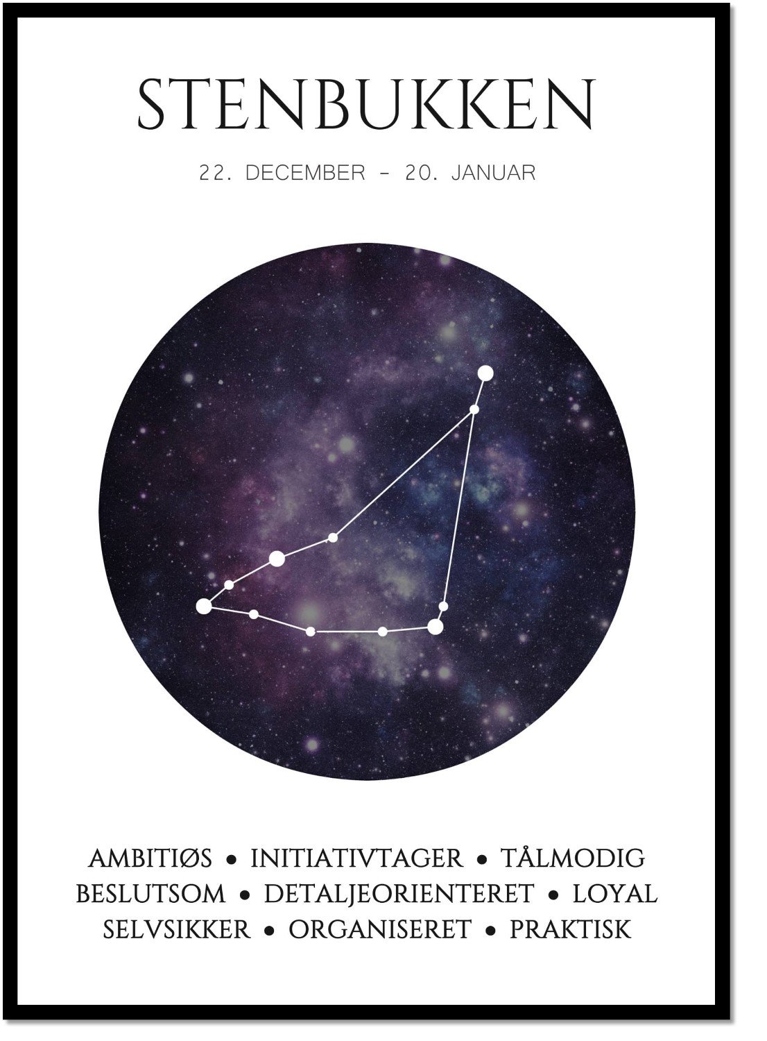 Plakat med stjernetegn - Stenbukken Violet