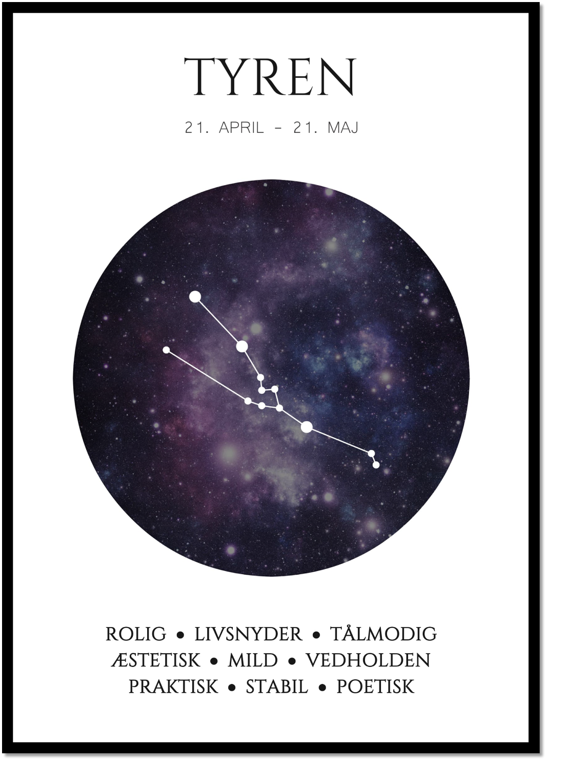 Plakat med stjernetegn - Tyren Violet