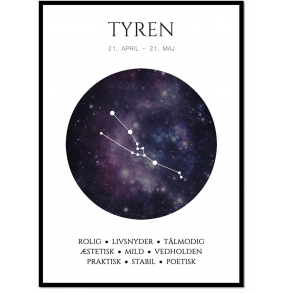 Plakat med stjernetegn - Tyren Violet