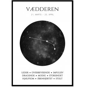 Plakat med stjernetegn - Vdderen Sort