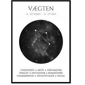Plakat med stjernetegn - Vgten Sort