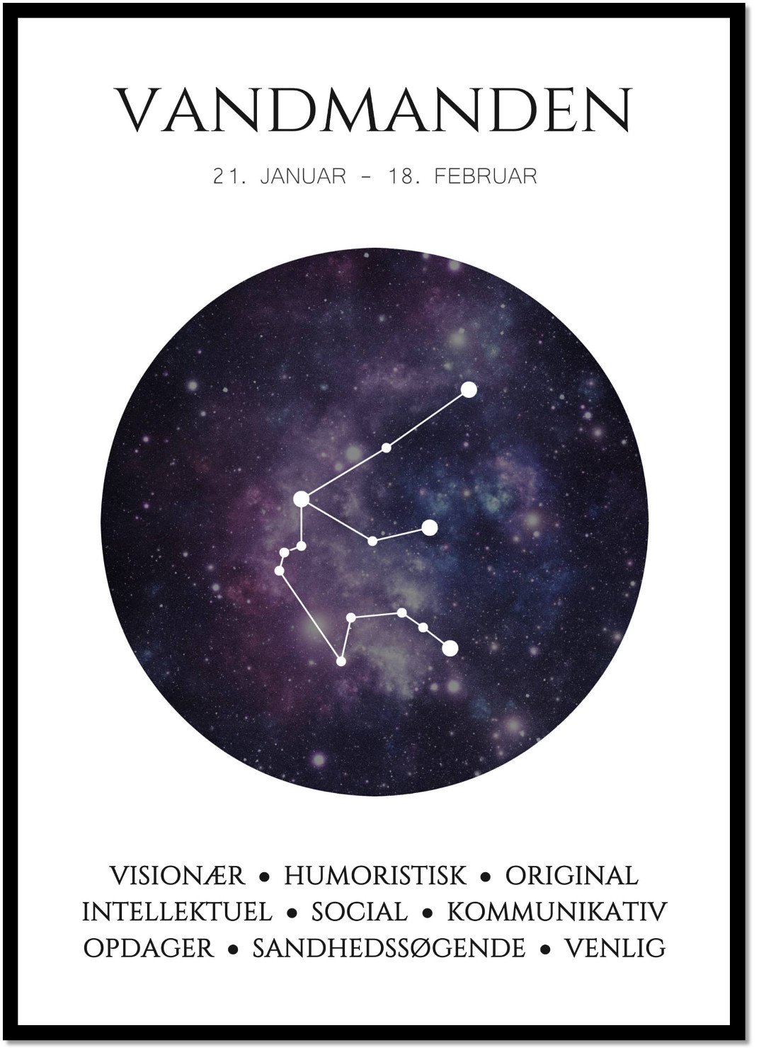 Plakat med stjernetegn - Vandmanden Violet
