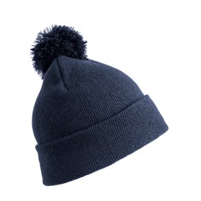 Beanie strikhue med kvast-til brn-Navy-med/uden navn