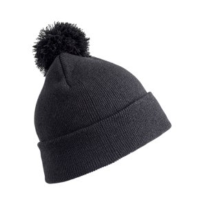 Beanie strikhue med kvast-til brn-Black-med/uden navn