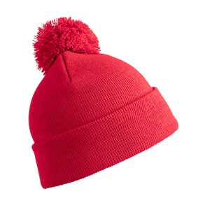 Beanie strikhue med kvast-til brn-Red-med/uden navn