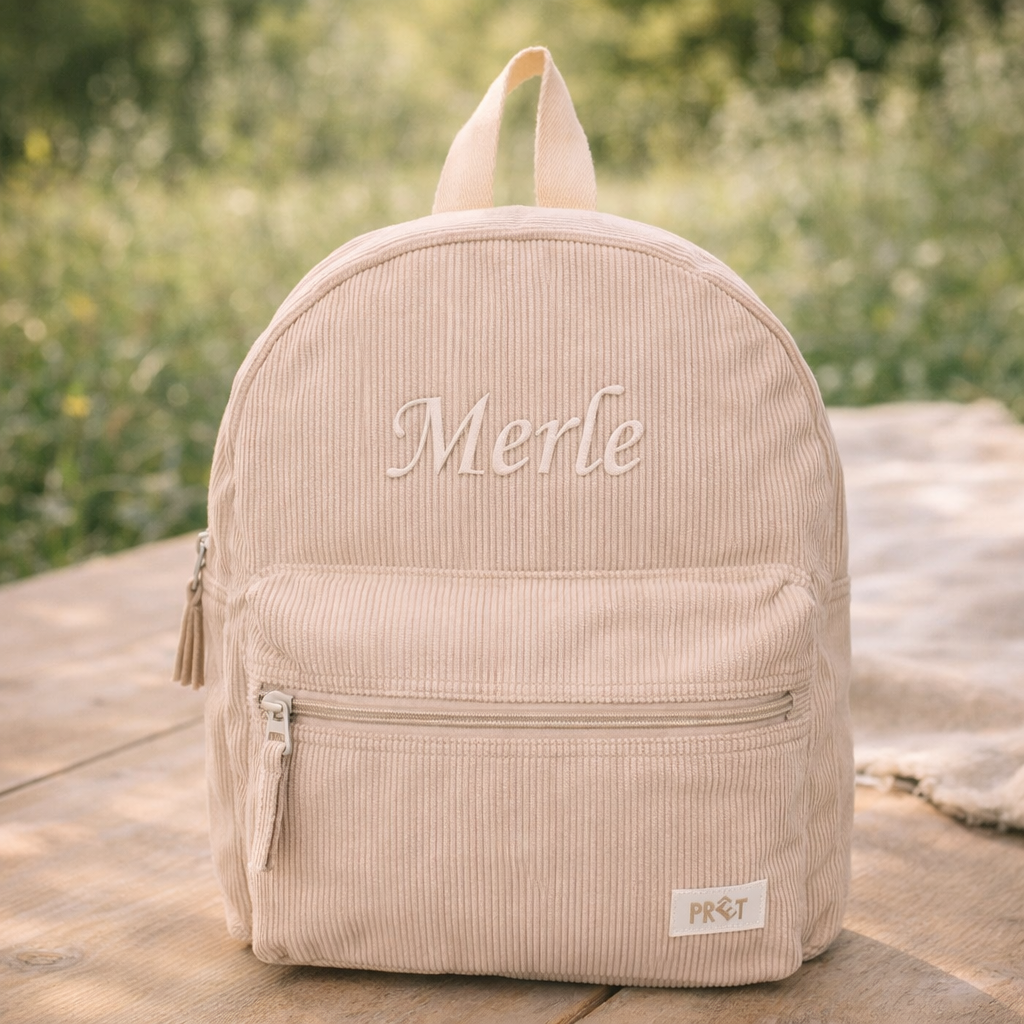 Kidzroom Rygs�k i bl�d ribstof  - Beige - med/uden navn