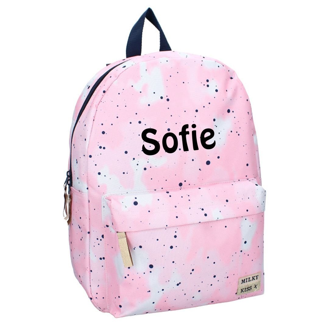 Junior Rygsk  - Pink med prikker - med/uden navn