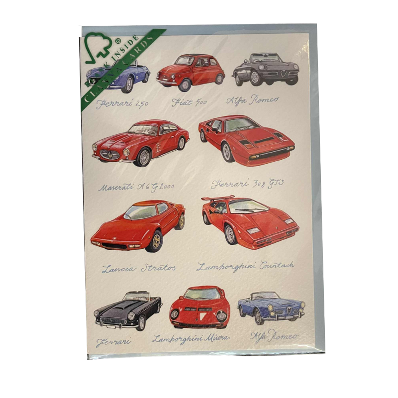 Tillykkekort - Italienske biler
