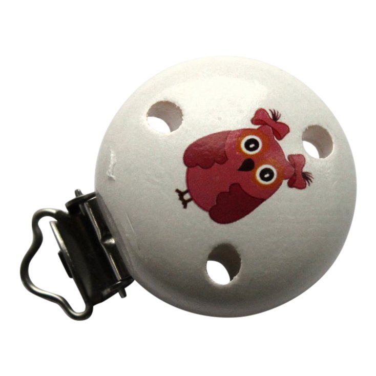 Tr�clips med motiver Hvid med pink ugle