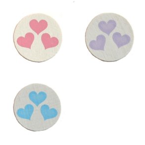 5 stk. Trperler - rund med hjerter - Lodret - Blandede