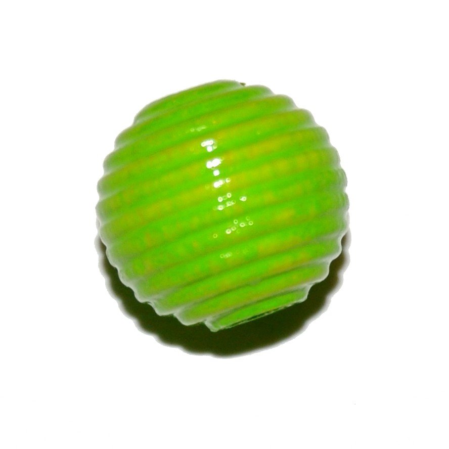 20 stk. - 10 mm rillede tr�perler �blegr�n