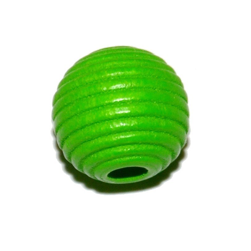 20 stk. - 10 mm rillede tr�perler Gr�sgr�n