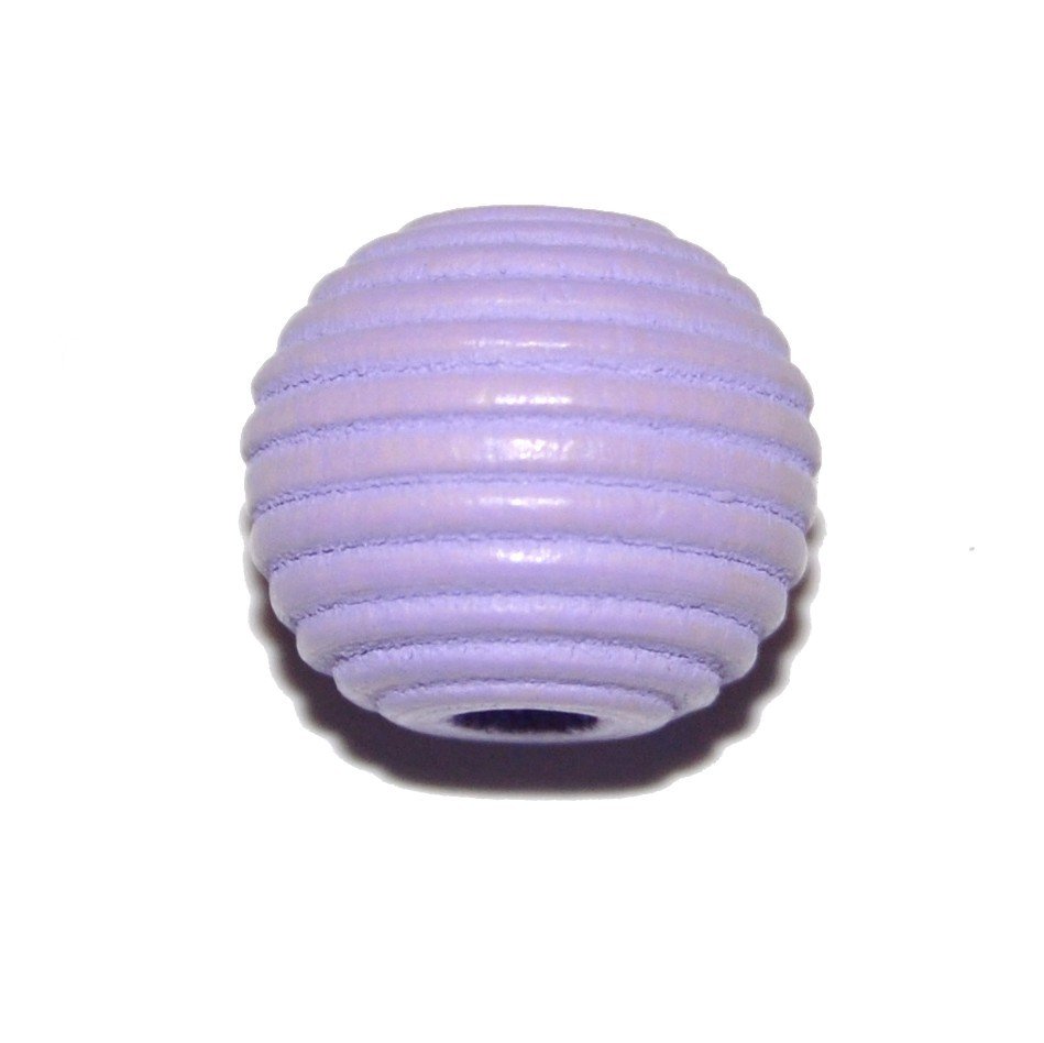 20 stk. - 10 mm rillede tr�perler Lyslilla