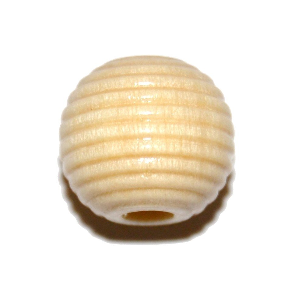 20 stk. - 10 mm rillede tr�perler Natur