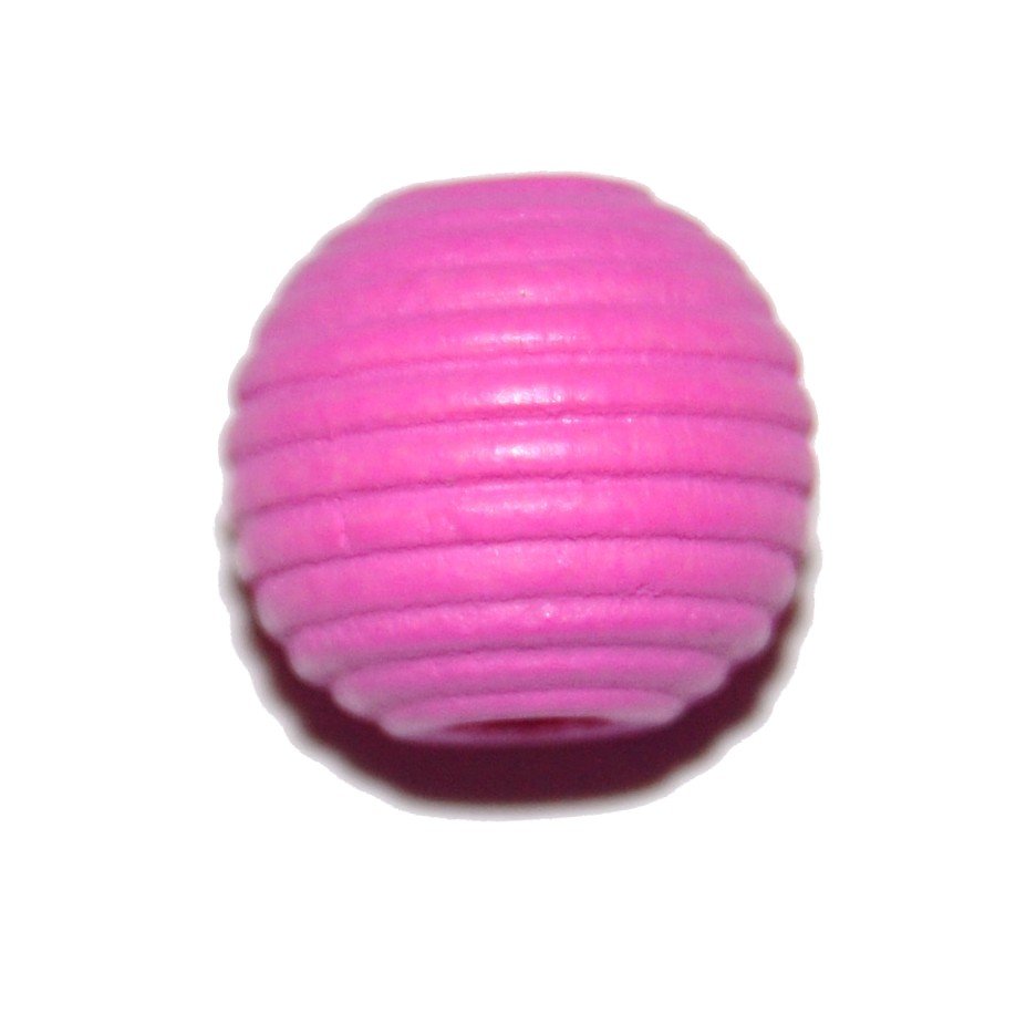 20 stk. - 10 mm rillede tr�perler Pink