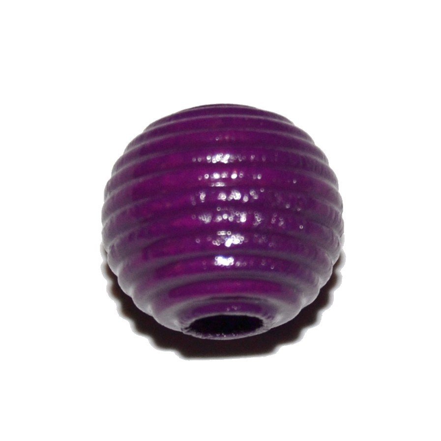 20 stk. - 10 mm rillede tr�perler Purpur