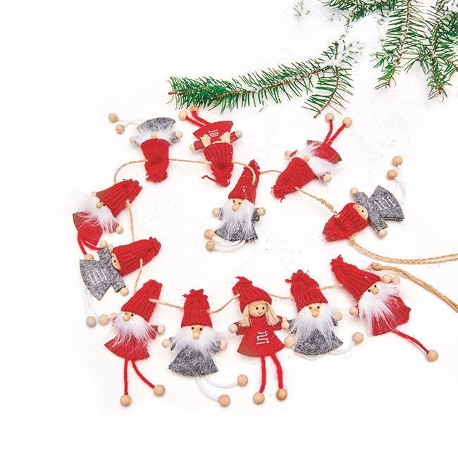 Guirlande 12 sm nisser p en rebstige - 120 cm