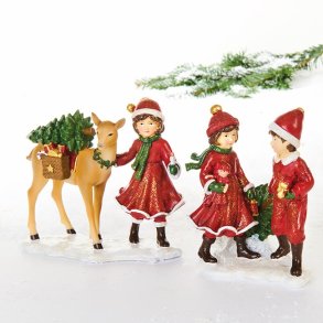 2 stk. vinterbrn med ddyr og juletr