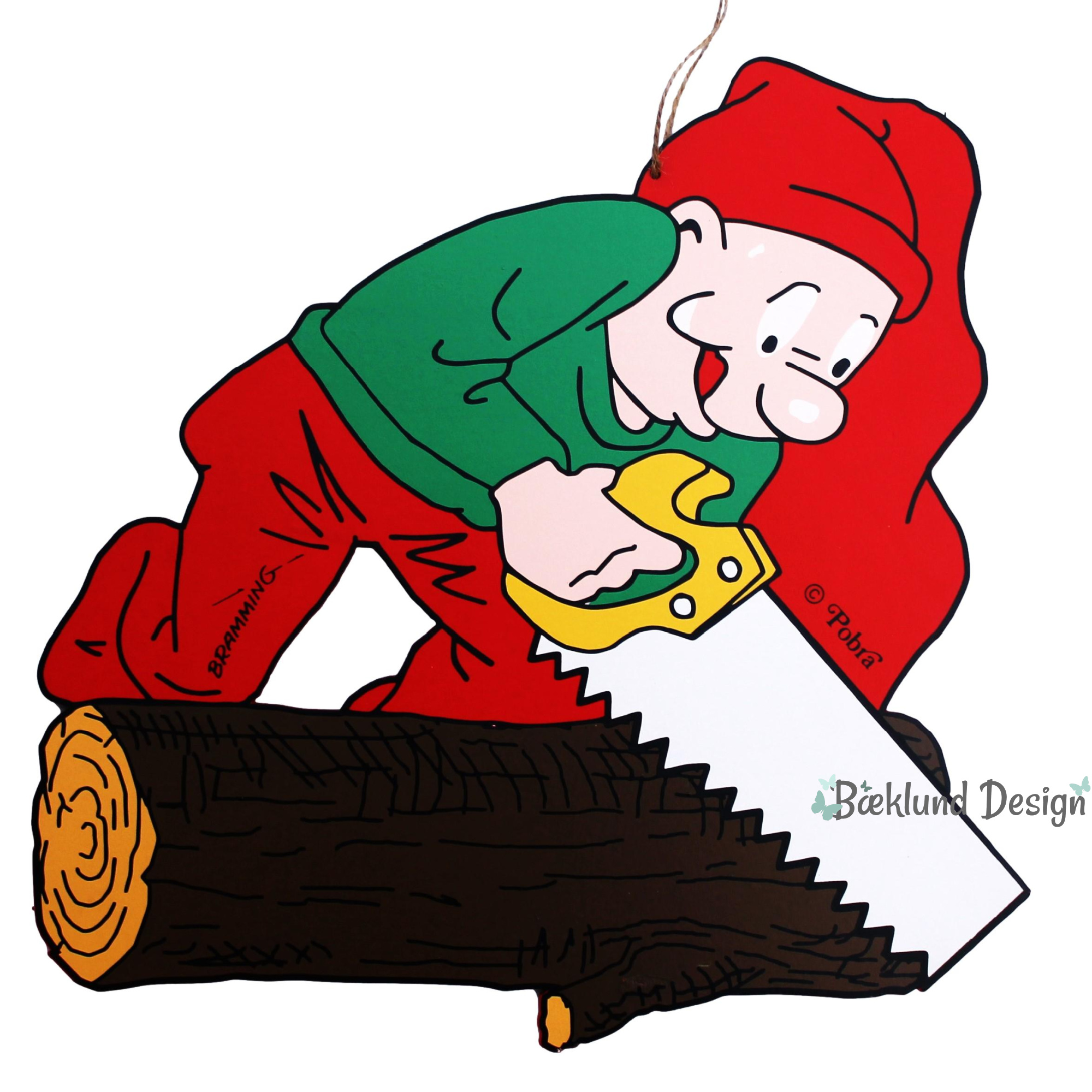 Bramming kravlenisse i træ, Nisse med sav, 40 cm